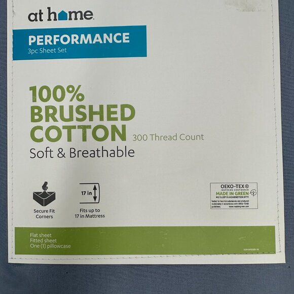 100% Cotton Twin Sheet Set 3pc Brushed 300TC Soft Breathable Bedding - Picture 4 of 6